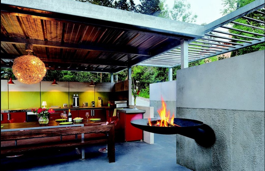 wall-mounted steel firepit
